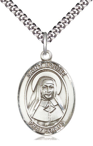 Pewter Saint Louise de Marillac Medal Catholic Jewelry Engraved Catholic Saint Jewelry
