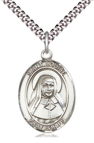 Pewter Saint Louise de Marillac Medal Catholic Jewelry Engraved Catholic Saint Jewelry