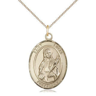 14kt Gold Filled Saint Lucia of Syracuse Medal Catholic Jewelry Engraved Catholic Saint Jewelry