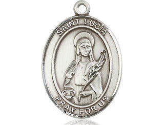 Pewter Saint Lucia of Syracuse Medal Engraved Catholic Saint Jewelry