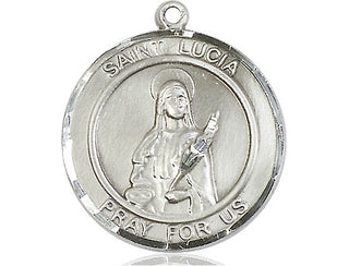 Pewter Saint Lucia of Syracuse Medal Engraved Catholic Saint Jewelry