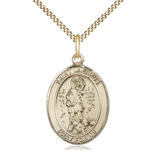 14kt Gold Filled Saint Lazarus Medal Catholic Jewelry Engraved Catholic Saint Jewelry