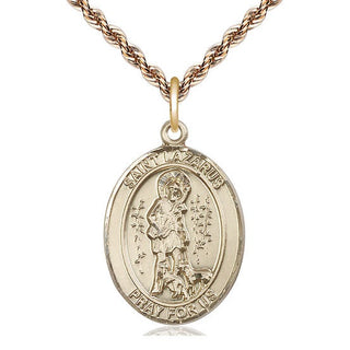 14kt Gold Filled Saint Lazarus Medal Catholic Jewelry Engraved Catholic Saint Jewelry