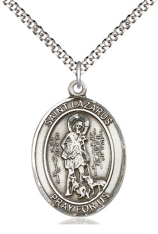 Pewter Saint Lazarus Medal Catholic Jewelry Engraved Catholic Saint Jewelry