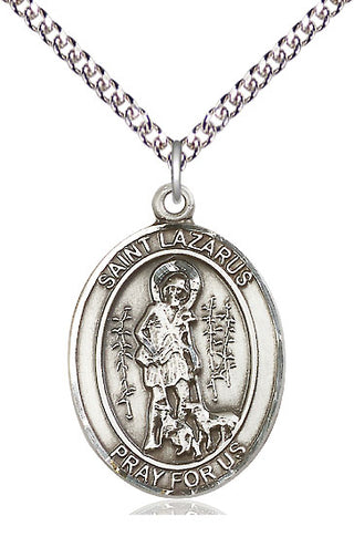 Sterling Silver Saint Lazarus Medal Catholic Jewelry Engraved Catholic Saint Jewelry