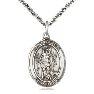 Sterling Silver Saint Lazarus Medal Catholic Jewelry Engraved Catholic Saint Jewelry