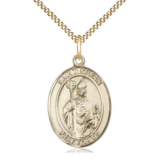 14kt Gold Filled Saint Kilian Medal Catholic Jewelry Engraved Catholic Saint Jewelry
