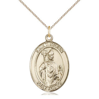 14kt Gold Filled Saint Kilian Medal Catholic Jewelry Engraved Catholic Saint Jewelry