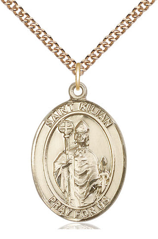 14kt Gold Filled Saint Kilian Medal Catholic Jewelry Engraved Catholic Saint Jewelry