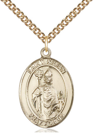 14kt Gold Filled Saint Kilian Medal Catholic Jewelry Engraved Catholic Saint Jewelry