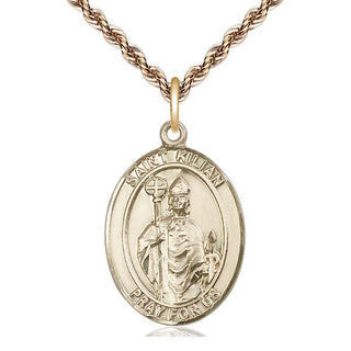 14kt Gold Filled Saint Kilian Medal Catholic Jewelry Engraved Catholic Saint Jewelry