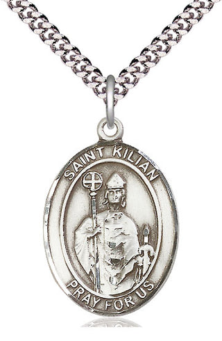Sterling Silver Saint Kilian Medal Catholic Jewelry Engraved Catholic Saint Jewelry