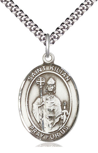 Sterling Silver Saint Kilian Medal Catholic Jewelry Engraved Catholic Saint Jewelry