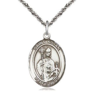 Sterling Silver Saint Kilian Medal Catholic Jewelry Engraved Catholic Saint Jewelry
