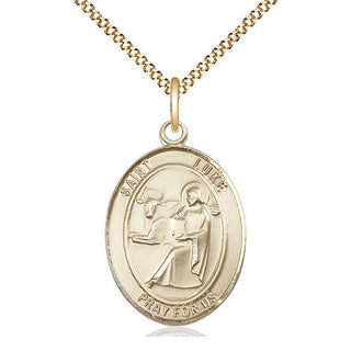 14kt Gold Filled Saint Luke the Apostle Medal Catholic Jewelry Engraved Catholic Saint Jewelry