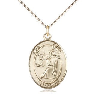 14kt Gold Filled Saint Luke the Apostle Medal Catholic Jewelry Engraved Catholic Saint Jewelry