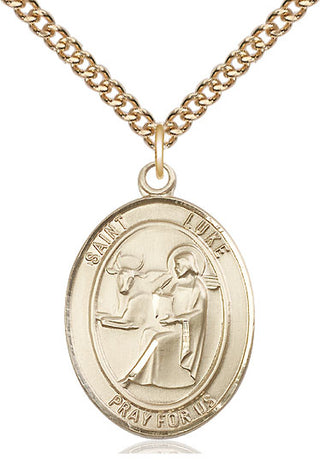 14kt Gold Filled Saint Luke the Apostle Medal Catholic Jewelry Engraved Catholic Saint Jewelry