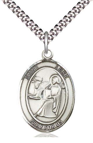Pewter Saint Luke the Apostle Medal Catholic Jewelry Engraved Catholic Saint Jewelry