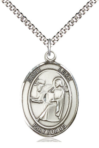 Pewter Saint Luke the Apostle Medal Catholic Jewelry Engraved Catholic Saint Jewelry