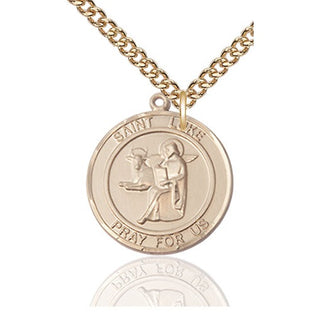 14kt Gold Saint Luke the Apostle Medal Engraved Catholic Saint Jewelry