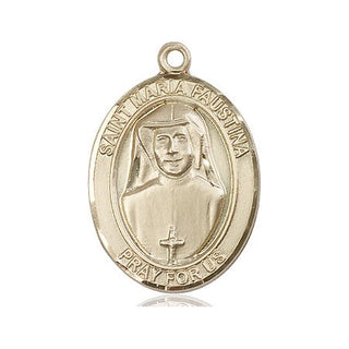 14kt Gold Filled Saint Maria Faustina Medal Engraved Catholic Saint Jewelry