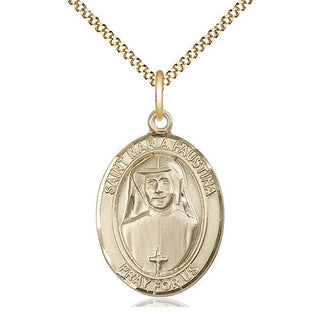 14kt Gold Filled Saint Maria Faustina Medal Catholic Jewelry Engraved Catholic Saint Jewelry