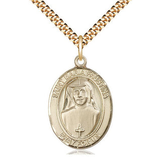 14kt Gold Filled Saint Maria Faustina Medal Catholic Jewelry Engraved Catholic Saint Jewelry