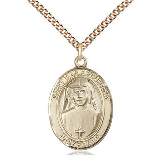 14kt Gold Filled Saint Maria Faustina Medal Catholic Jewelry Engraved Catholic Saint Jewelry