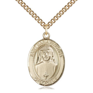 14kt Gold Filled Saint Maria Faustina Medal Catholic Jewelry Engraved Catholic Saint Jewelry
