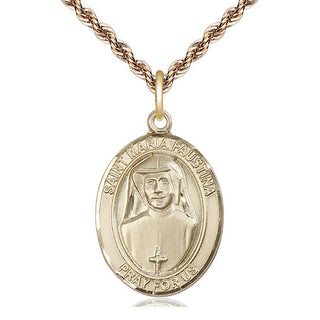 14kt Gold Filled Saint Maria Faustina Medal Catholic Jewelry Engraved Catholic Saint Jewelry