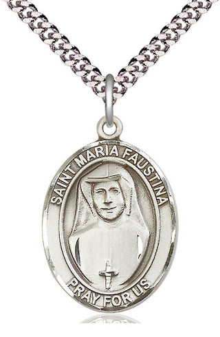 Pewter Saint Maria Faustina Medal Catholic Jewelry Engraved Catholic Saint Jewelry