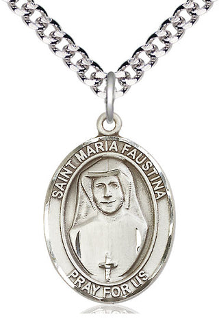 Pewter Saint Maria Faustina Medal Catholic Jewelry Engraved Catholic Saint Jewelry
