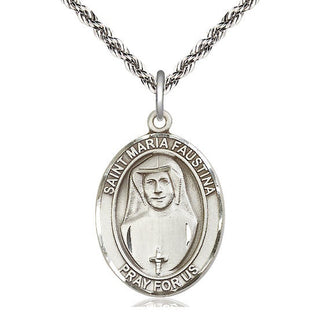 Sterling Silver Saint Maria Faustina Medal Catholic Jewelry Engraved Catholic Saint Jewelry