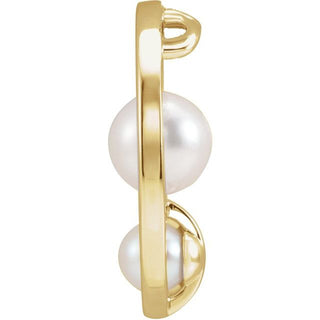 14K Yellow Cultured White Akoya Pearl Hold You Forever Pendant