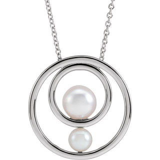 14K White Cultured White Akoya Pearl Hold You Forever 16-18" Necklace
