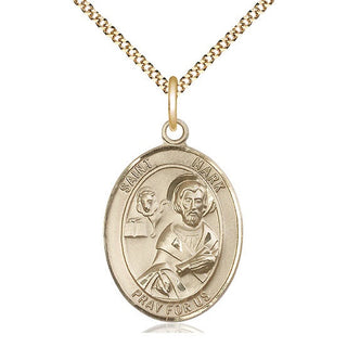 14kt Gold Filled Saint Mark the Evangelist Medal Catholic Jewelry Engraved Catholic Saint Jewelry