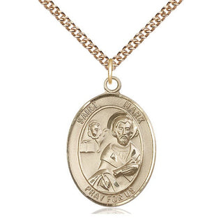 14kt Gold Filled Saint Mark the Evangelist Medal Catholic Jewelry Engraved Catholic Saint Jewelry