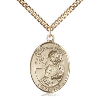 14kt Gold Filled Saint Mark the Evangelist Medal Catholic Jewelry Engraved Catholic Saint Jewelry