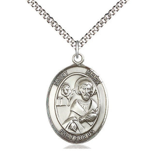 Pewter Saint Mark the Evangelist Medal Catholic Jewelry Engraved Catholic Saint Jewelry