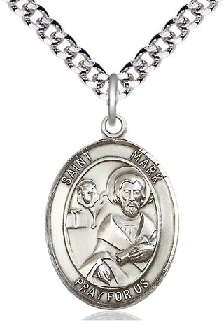 Sterling Silver Saint Mark the Evangelist Medal Catholic Jewelry Engraved Catholic Saint Jewelry