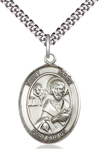 Sterling Silver Saint Mark the Evangelist Medal Catholic Jewelry Engraved Catholic Saint Jewelry