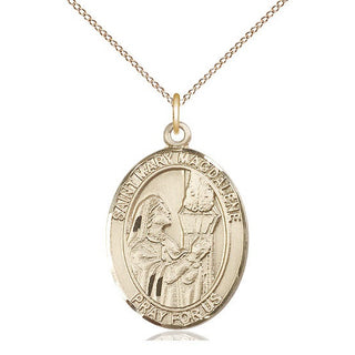 14kt Gold Saint Mary Magdalene Medal Engraved Catholic Saint Jewelry