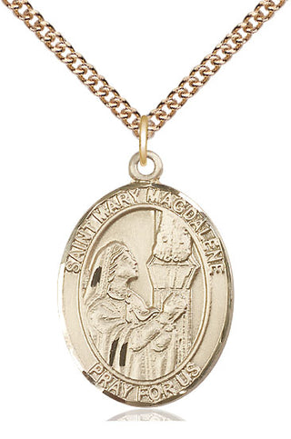 14kt Gold Saint Mary Magdalene Medal Engraved Catholic Saint Jewelry