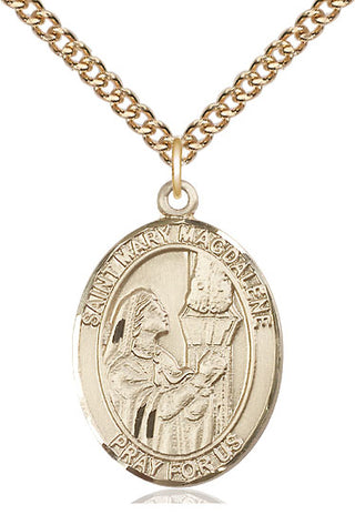 14kt Gold Saint Mary Magdalene Medal Engraved Catholic Saint Jewelry