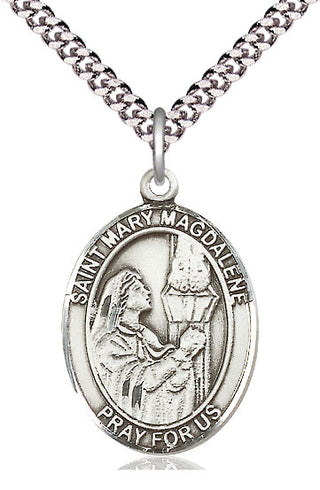 Pewter Saint Mary Magdalene Medal Catholic Jewelry Engraved Catholic Saint Jewelry