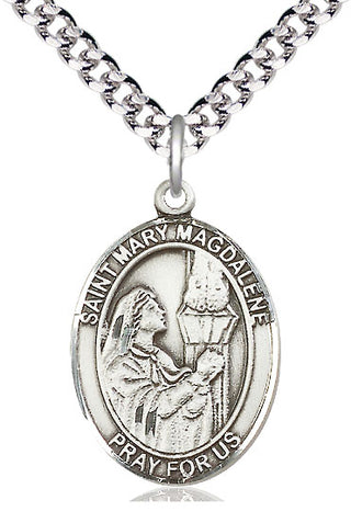 Pewter Saint Mary Magdalene Medal Catholic Jewelry Engraved Catholic Saint Jewelry