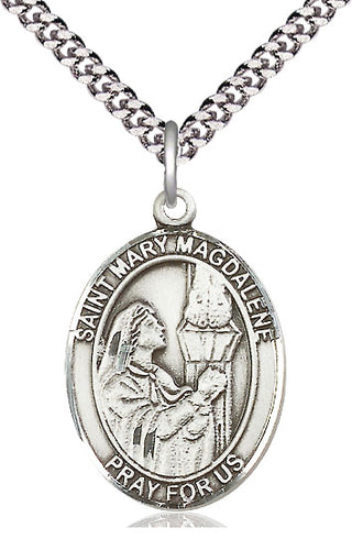 Pewter Saint Mary Magdalene Medal Catholic Jewelry Engraved Catholic Saint Jewelry