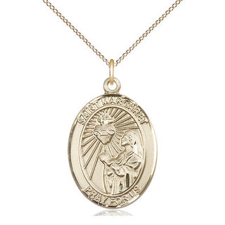 14kt Gold Saint Margaret Mary Alacoque Medal Engraved Catholic Saint Jewelry