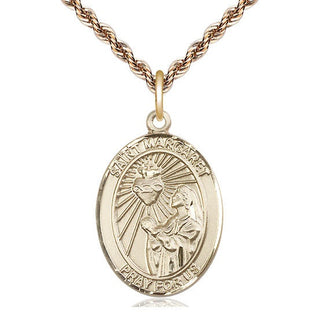 14kt Gold Saint Margaret Mary Alacoque Medal Engraved Catholic Saint Jewelry