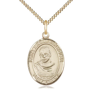 14kt Gold Filled Saint Maximilian Kolbe Medal Catholic Jewelry Engraved Catholic Saint Jewelry
